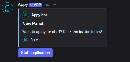 Applications feature in Appy, the Discord bot